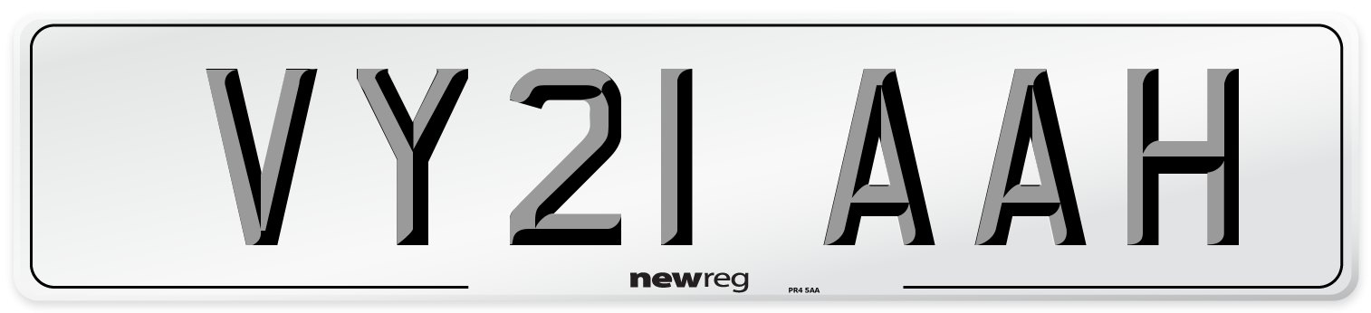 VY21 AAH Number Plate from New Reg